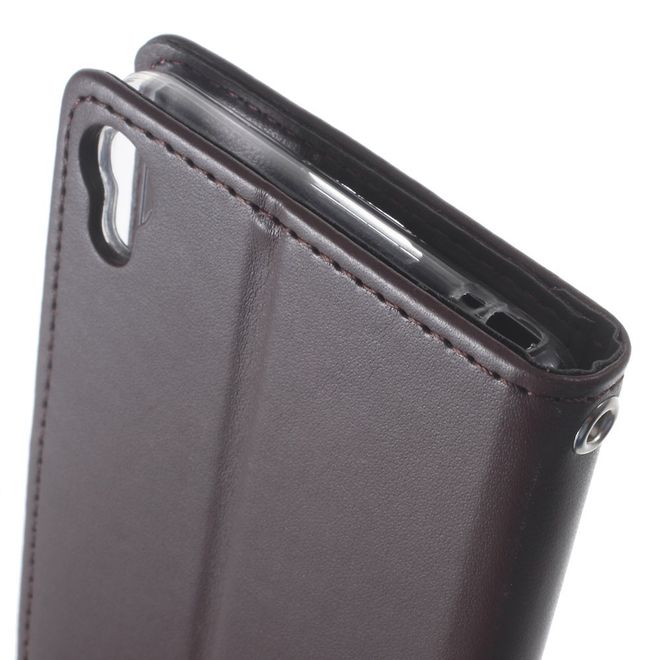 Goospery - Handyhülle für Sony Xperia XA - Case aus Leder - Bravo Diary Series - braun