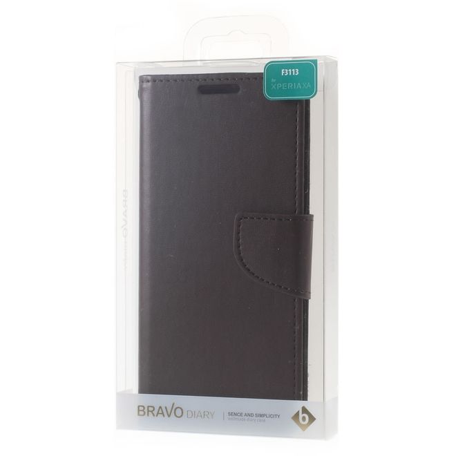 Goospery - Handyhülle für Sony Xperia XA - Case aus Leder - Bravo Diary Series - braun