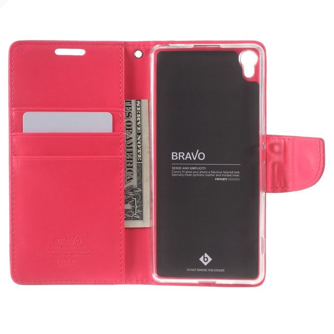 Goospery - Handyhülle für Sony Xperia XA - Case aus Leder - Bravo Diary Series - rosa