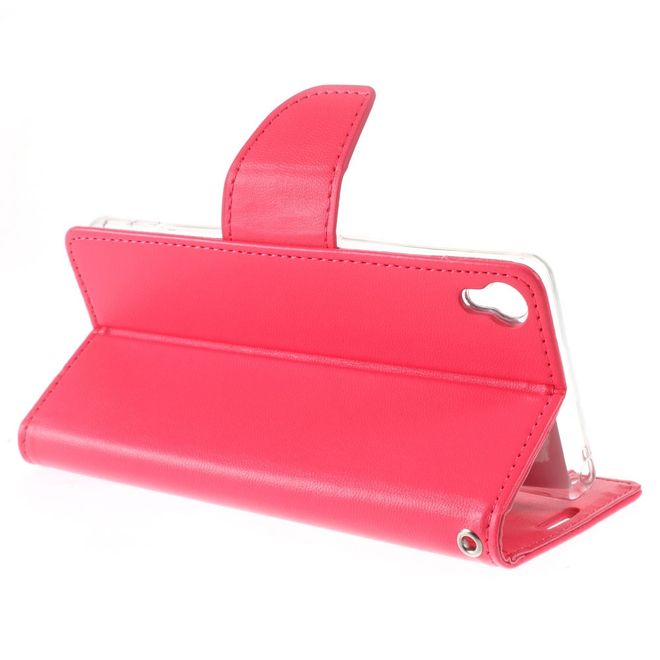 Goospery - Handyhülle für Sony Xperia XA - Case aus Leder - Bravo Diary Series - rosa