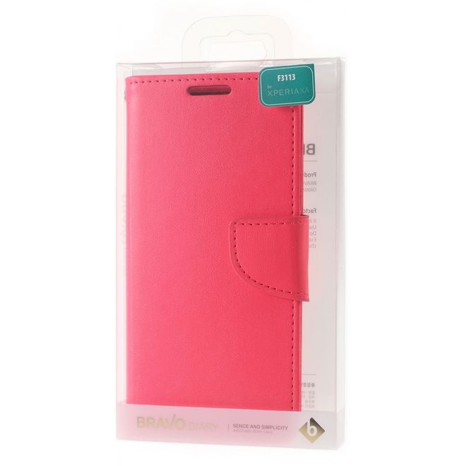 Goospery - Handyhülle für Sony Xperia XA - Case aus Leder - Bravo Diary Series - rosa