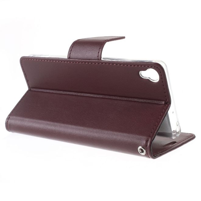 Goospery - Handyhülle für Sony Xperia XA - Case aus Leder - Bravo Diary Series - weinrot