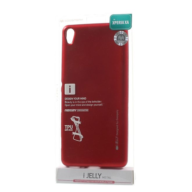 Goospery - Hülle für Sony Xperia XA - Cover aus elastischem Gummi - i Jelly Series - rot