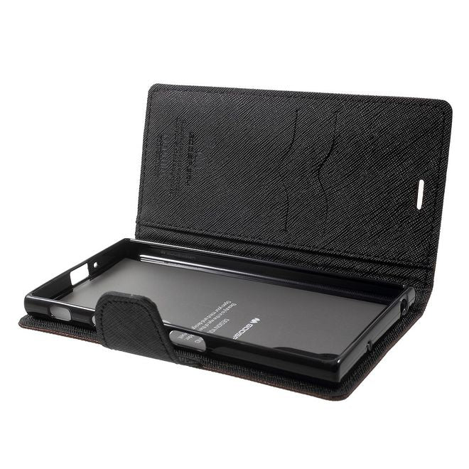 Goospery - Sony Xperia XZ/XZs Hülle - Handy Bookcover - Fancy Diary Series - braun/schwarz