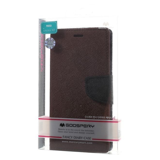 Goospery - Sony Xperia XZ/XZs Hülle - Handy Bookcover - Fancy Diary Series - braun/schwarz