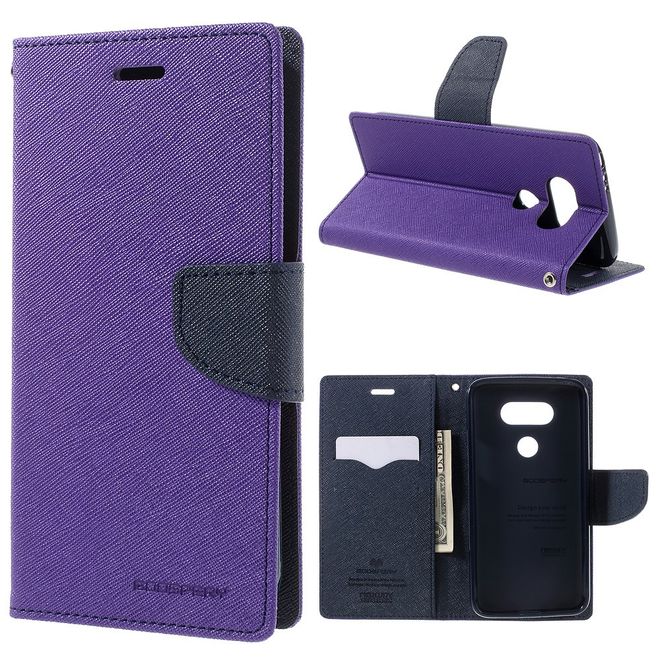 Goospery - LG G5 Hülle - Handy Bookcover - Fancy Diary Series - purpur/navy