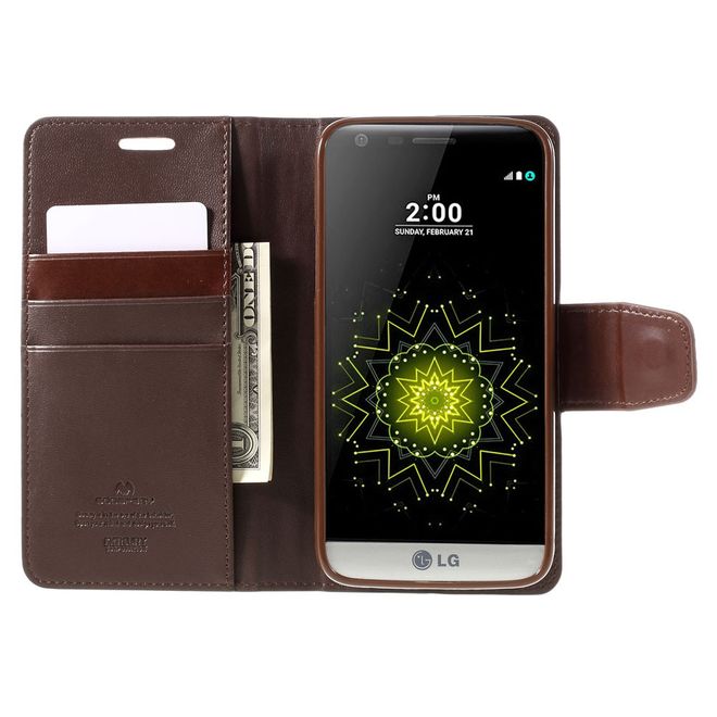 Goospery - LG G5 Handyhülle - Case aus Leder - Sonata Diary Series - braun