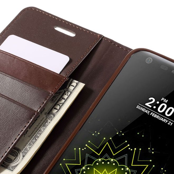 Goospery - LG G5 Handyhülle - Case aus Leder - Sonata Diary Series - braun