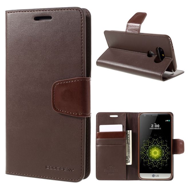 Goospery - LG G5 Handyhülle - Case aus Leder - Sonata Diary Series - braun