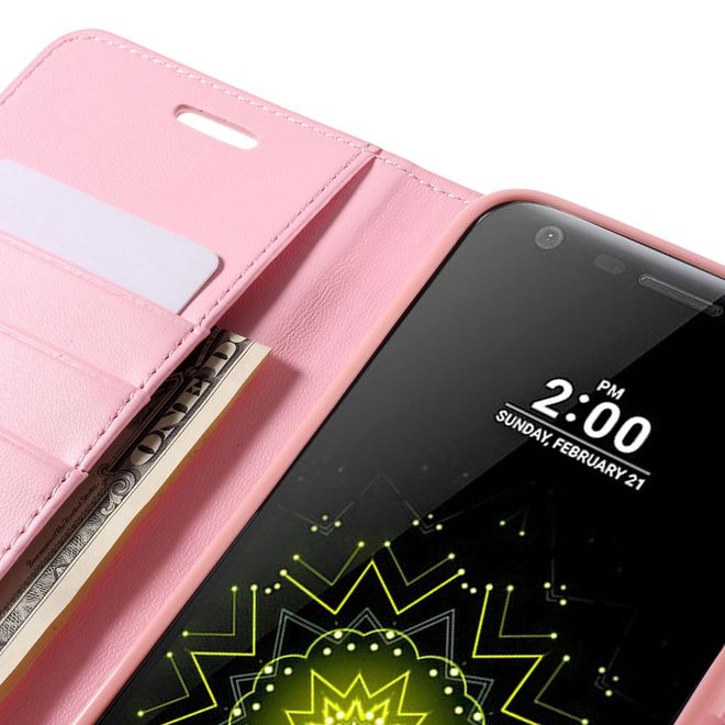Goospery - LG G5 Handyhülle - Case aus Leder - Sonata Diary Series - pink