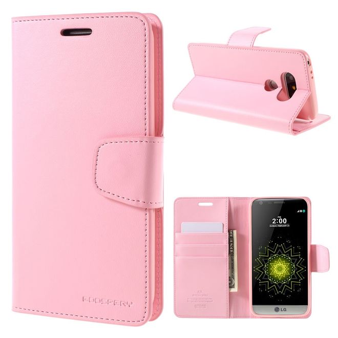 Goospery - LG G5 Handyhülle - Case aus Leder - Sonata Diary Series - pink
