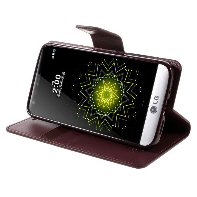 Goospery - LG G5 Handyhülle - Case aus Leder - Sonata Diary Series - weinrot
