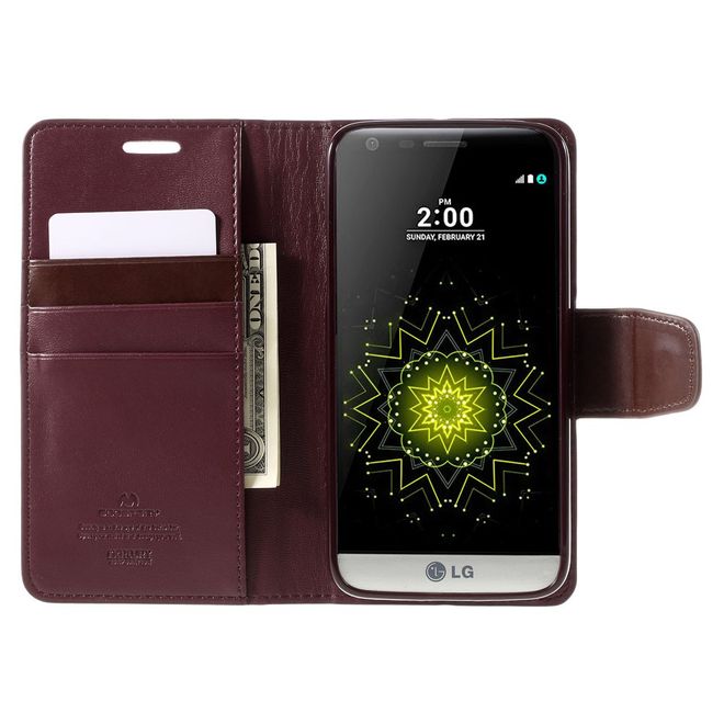 Goospery - LG G5 Handyhülle - Case aus Leder - Sonata Diary Series - weinrot