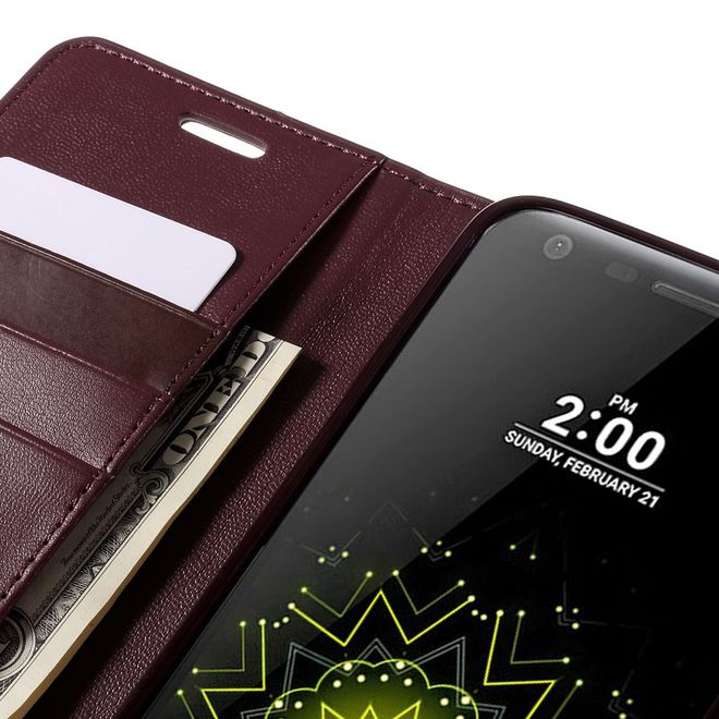 Goospery - LG G5 Handyhülle - Case aus Leder - Sonata Diary Series - weinrot