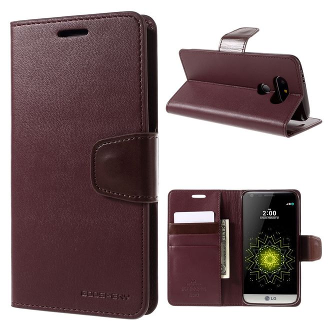 Goospery - LG G5 Handyhülle - Case aus Leder - Sonata Diary Series - weinrot