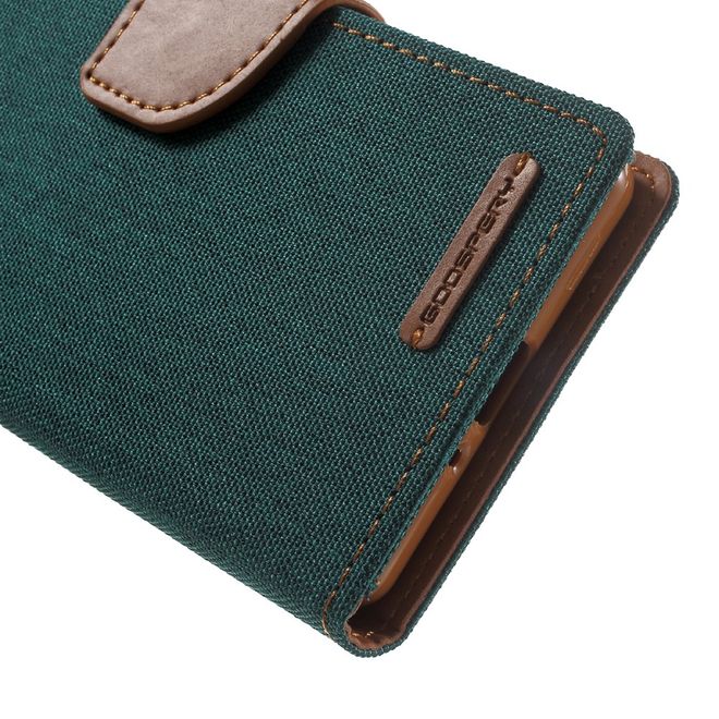 Goospery - Hülle für Sony Xperia X - Bookcover- Canvas Diary Series - grün/camel