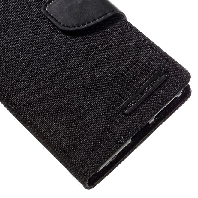 Goospery - Hülle für Sony Xperia XA - Bookcover- Canvas Diary Series - schwarz