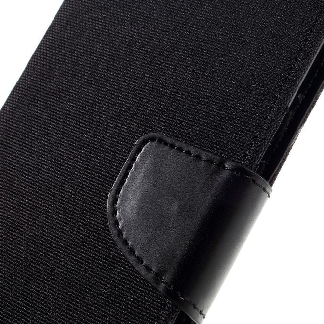 Goospery - Hülle für Sony Xperia XA - Bookcover- Canvas Diary Series - schwarz