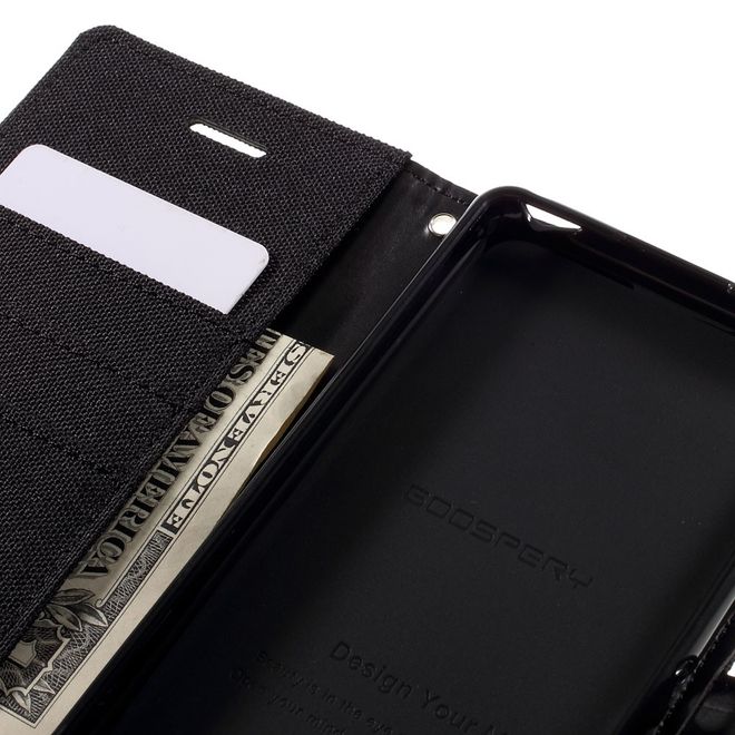 Goospery - Hülle für Sony Xperia XA - Bookcover- Canvas Diary Series - schwarz