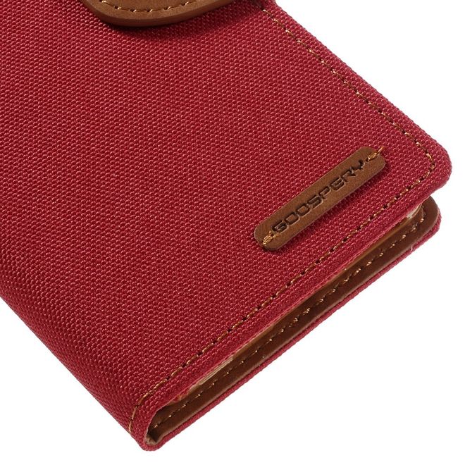 Goospery - Hülle für Sony Xperia XA - Bookcover- Canvas Diary Series - rot/camel