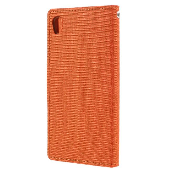 Goospery - Hülle für Sony Xperia XA - Bookcover- Canvas Diary Series - orange/camel