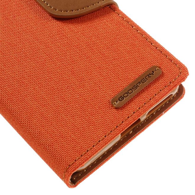 Goospery - Hülle für Sony Xperia XA - Bookcover- Canvas Diary Series - orange/camel