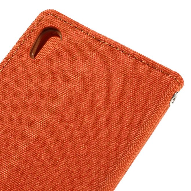 Goospery - Hülle für Sony Xperia XA - Bookcover- Canvas Diary Series - orange/camel