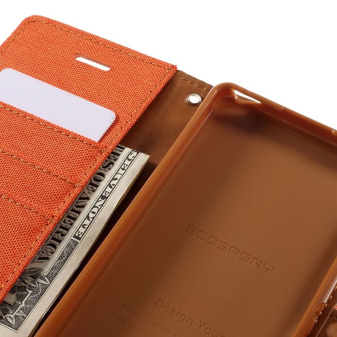 Goospery - Hülle für Sony Xperia XA - Bookcover- Canvas Diary Series - orange/camel