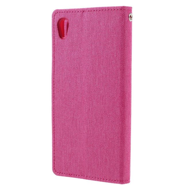Goospery - Hülle für Sony Xperia XA - Bookcover- Canvas Diary Series - pink/pink