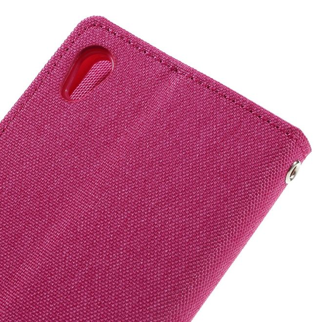 Goospery - Hülle für Sony Xperia XA - Bookcover- Canvas Diary Series - pink/pink