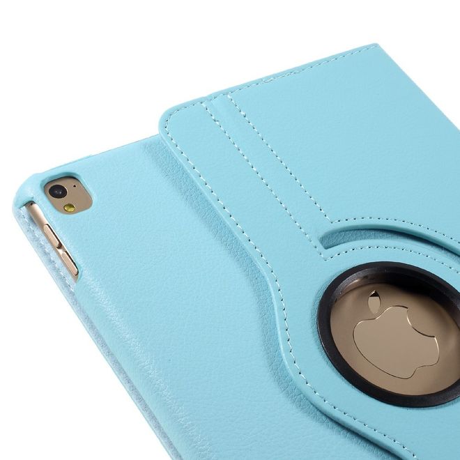 iPad Pro 9.7 360° drehbare Leder Case Hülle im Litchi Look und Standfunktion - hellblau