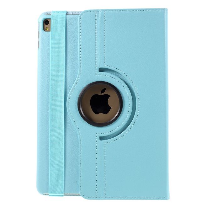 iPad Pro 9.7 360° drehbare Leder Case Hülle im Litchi Look und Standfunktion - hellblau