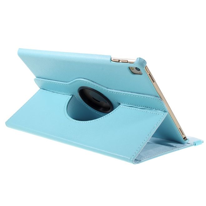 iPad Pro 9.7 360° drehbare Leder Case Hülle im Litchi Look und Standfunktion - hellblau