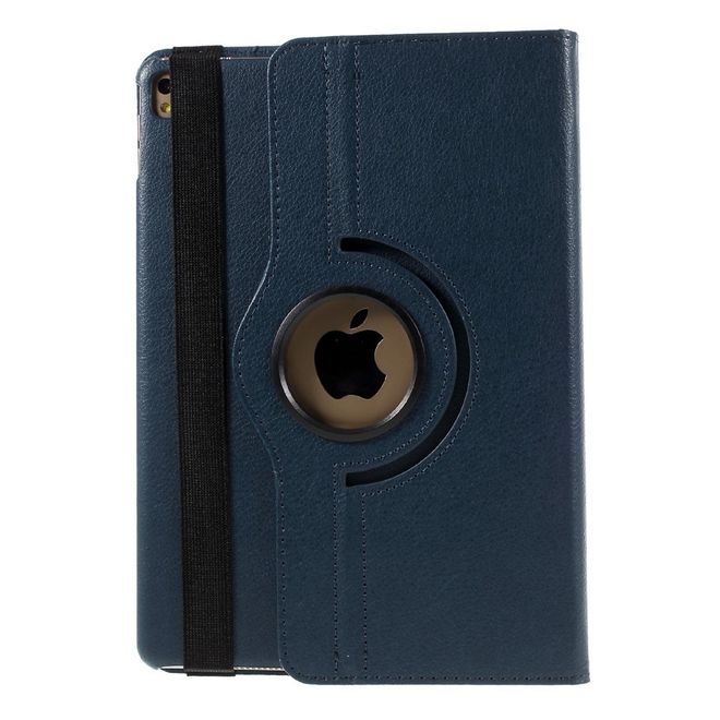 iPad Pro 9.7 360° drehbare Leder Case Hülle im Litchi Look und Standfunktion - dunkelblau