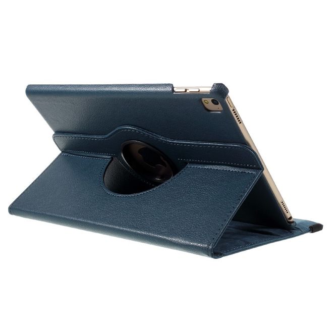 iPad Pro 9.7 360° drehbare Leder Case Hülle im Litchi Look und Standfunktion - dunkelblau