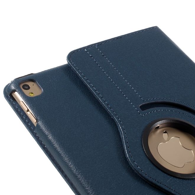 iPad Pro 9.7 360° drehbare Leder Case Hülle im Litchi Look und Standfunktion - dunkelblau