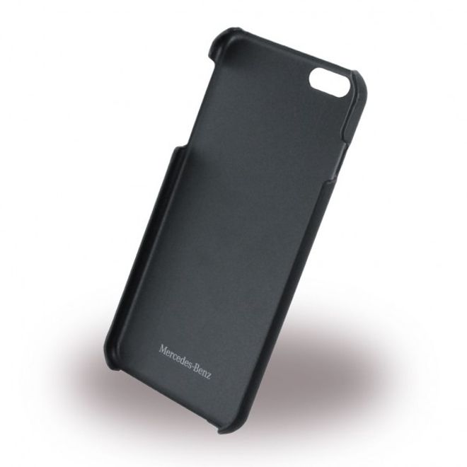 iPhone 6 Plus/6S Plus Mercedes Pure Line Hart Plastik Case Hülle mit Lederüberzug - schwarz