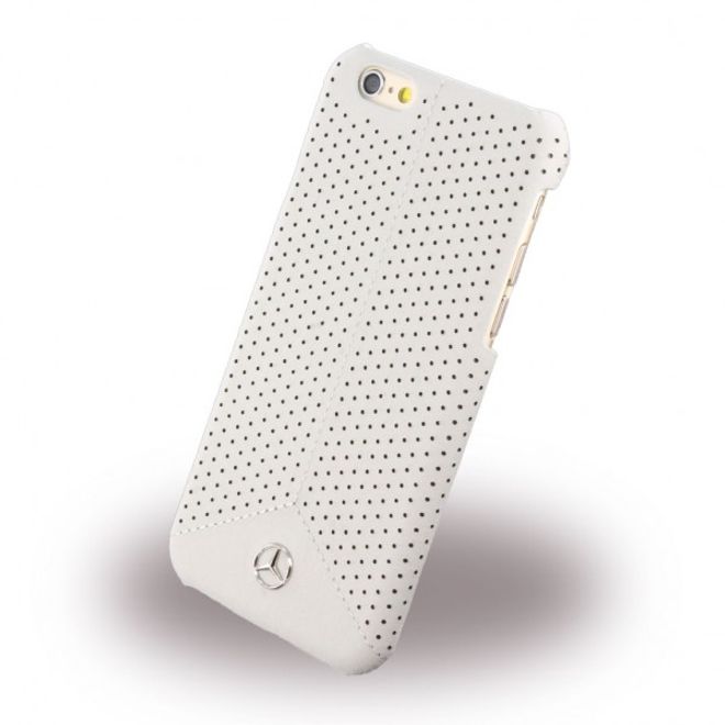iPhone 6/6S Mercedes Pure Line Gelochte Hart Plastik Case Hülle mit lederartigem Überzug - grau