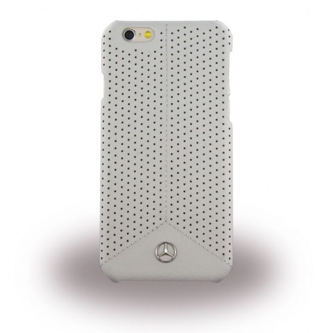 iPhone 6/6S Mercedes Pure Line Gelochte Hart Plastik Case Hülle mit lederartigem Überzug - grau
