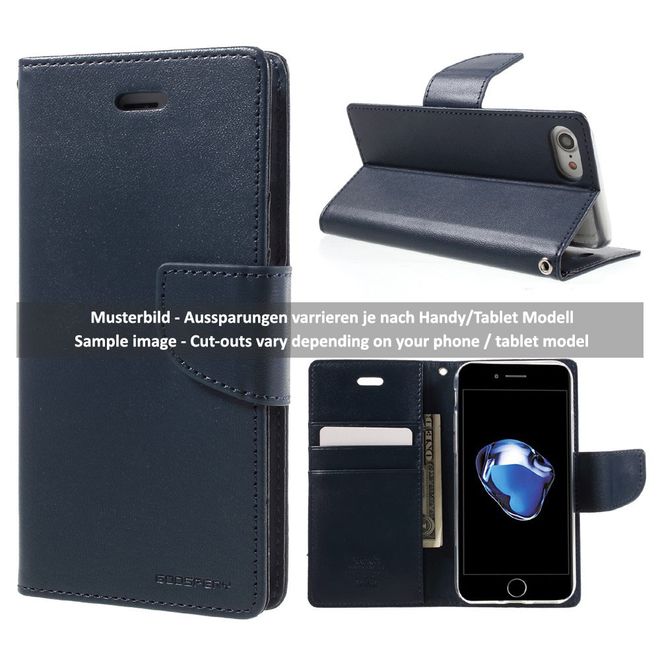 Goospery - Hülle für Huawei P8 Lite - Cover aus Leder - Bravo Diary Series - marineblau