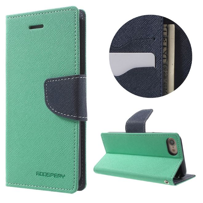 Goospery - Huawei P9 Hülle - Handy Bookcover - Fancy Diary Series - mint/navy