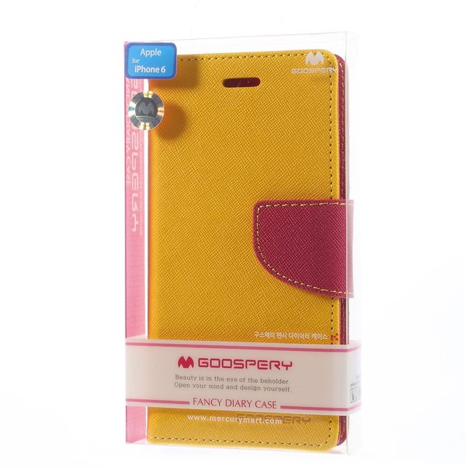 Goospery - Huawei P9 Hülle - Handy Bookcover - Fancy Diary Series - gelb/pink