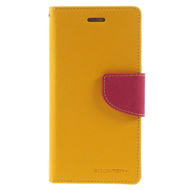 Goospery - Huawei P9 Hülle - Handy Bookcover - Fancy Diary Series - gelb/pink