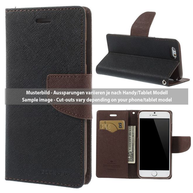 Goospery - Huawei P9 Plus Hülle - Handy Bookcover - Fancy Diary Series - schwarz/braun