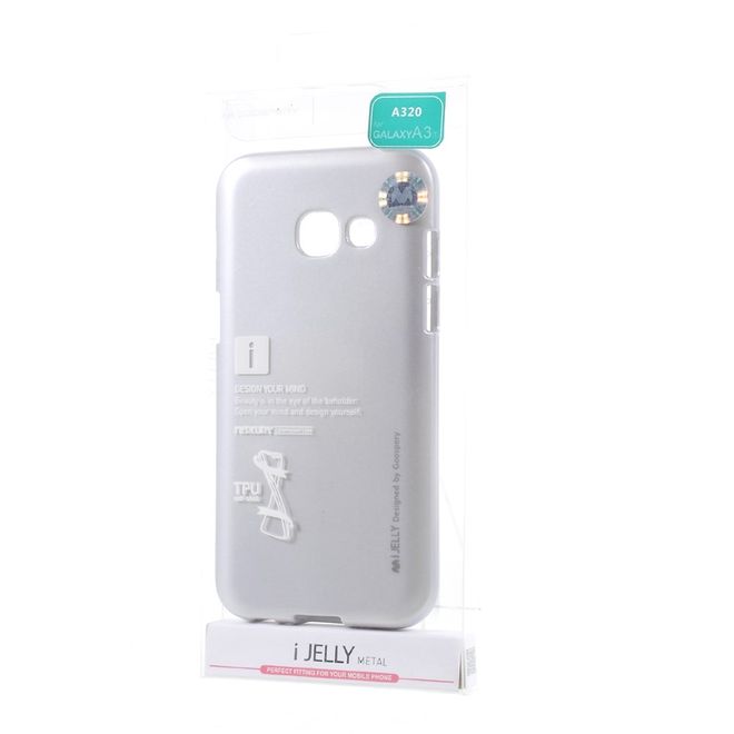 Goospery - Samsung Galaxy A3 (2017) Handy Hülle - TPU Soft Case - i Jelly Metal Series - silber