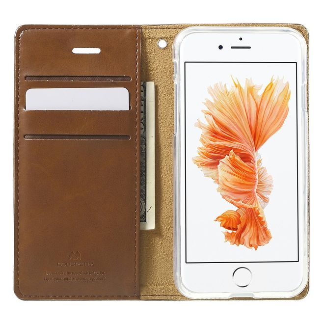 Goospery - Hülle für Samsung Galaxy S8 Plus - Leder Case - Blue Moon Flip Series - braun