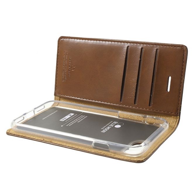 Goospery - Hülle für Samsung Galaxy S8 Plus - Leder Case - Blue Moon Flip Series - braun