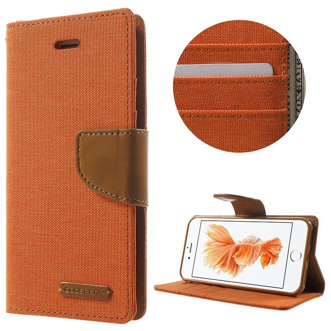 Goospery - Hülle für Samsung Galaxy S8 Plus - Leder Case - Canvas Diary Series - orange/camel