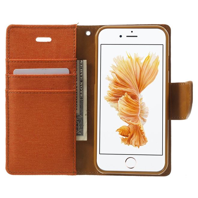 Goospery - Hülle für Samsung Galaxy S8 Plus - Leder Case - Canvas Diary Series - orange/camel