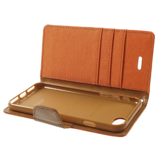 Goospery - Hülle für Samsung Galaxy S8 Plus - Leder Case - Canvas Diary Series - orange/camel